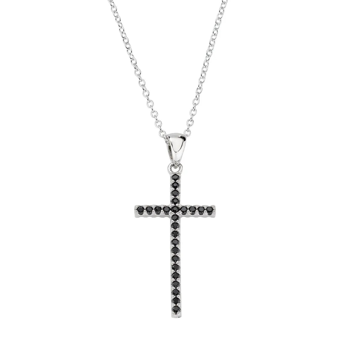 Amen Collana Croce Doppio Colore Nero e Bianco