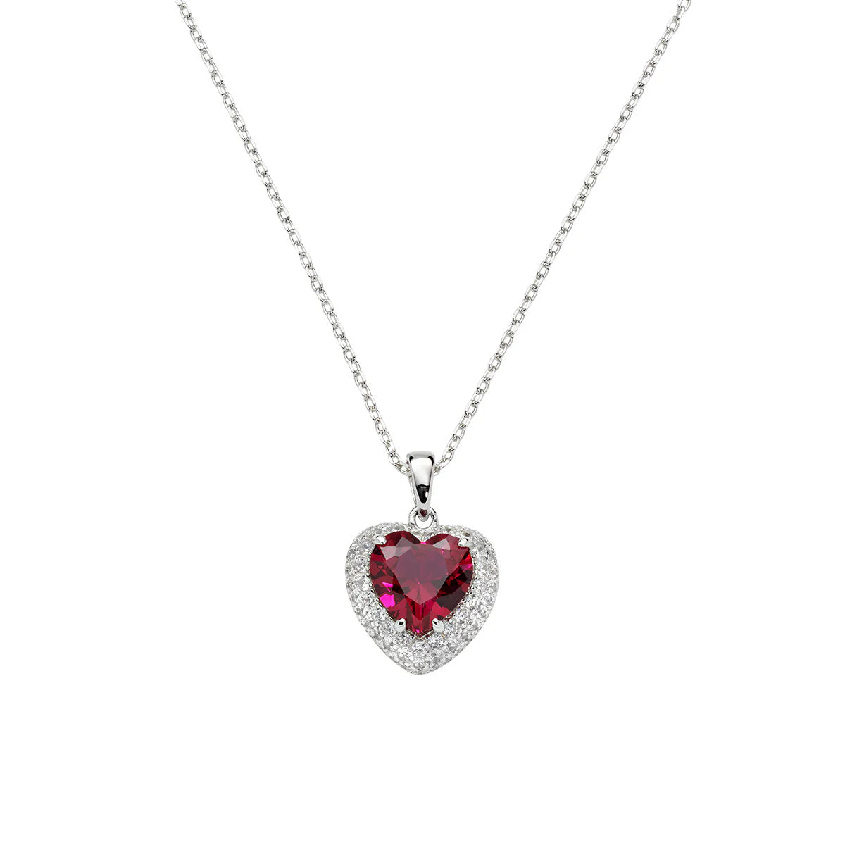 Amen Collana Stardust Cuore Rosso Ciliegia con Zirconi