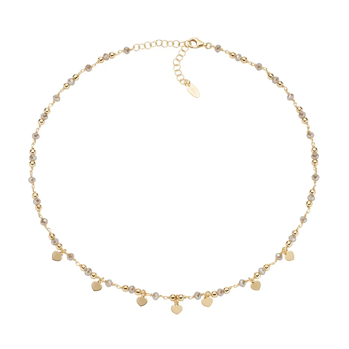 Amen Collana Charm Elegance Dorata con Cristalli Ecrù