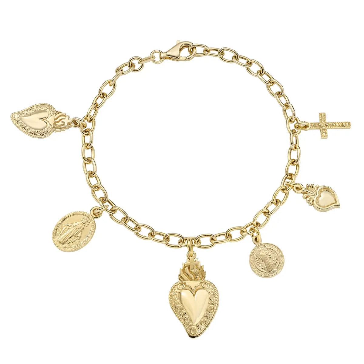 Amen Bracciale Sacro Cuore Multicharm Dorato