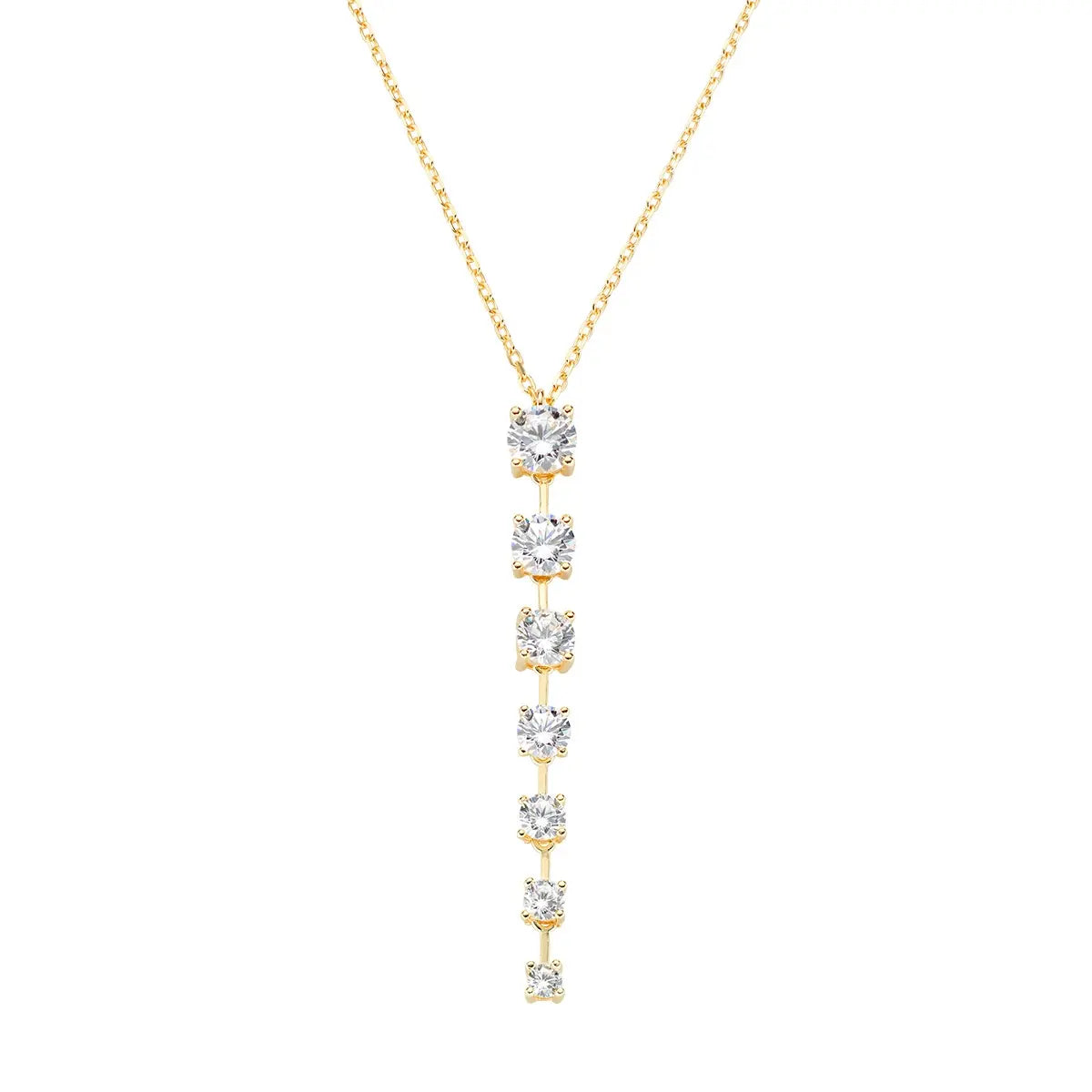 Amen Collana Dorata con Zirconi Bianchi Pendenti