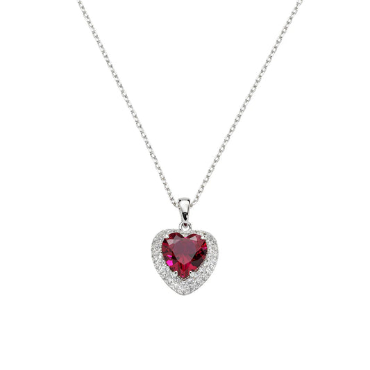 Amen Collana Stardust Cuore Rosso Ciliegia con Zirconi