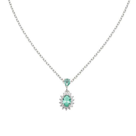 Amen Collana Mini Royal Lady con Zircone Verde Acqua