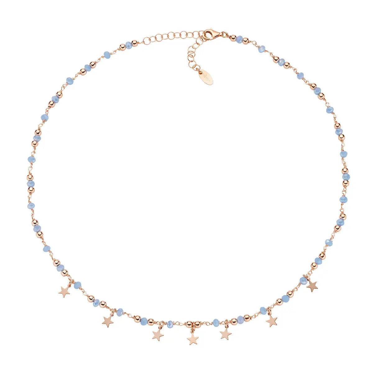 Amen Collana Charm Elegance Rosè con Cristalli Azzurri