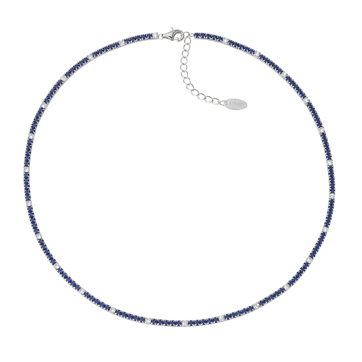 Amen Collana Tennis Mania con Zirconi Blu e Bianchi