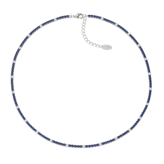 Amen Collana Tennis Mania con Zirconi Blu e Bianchi