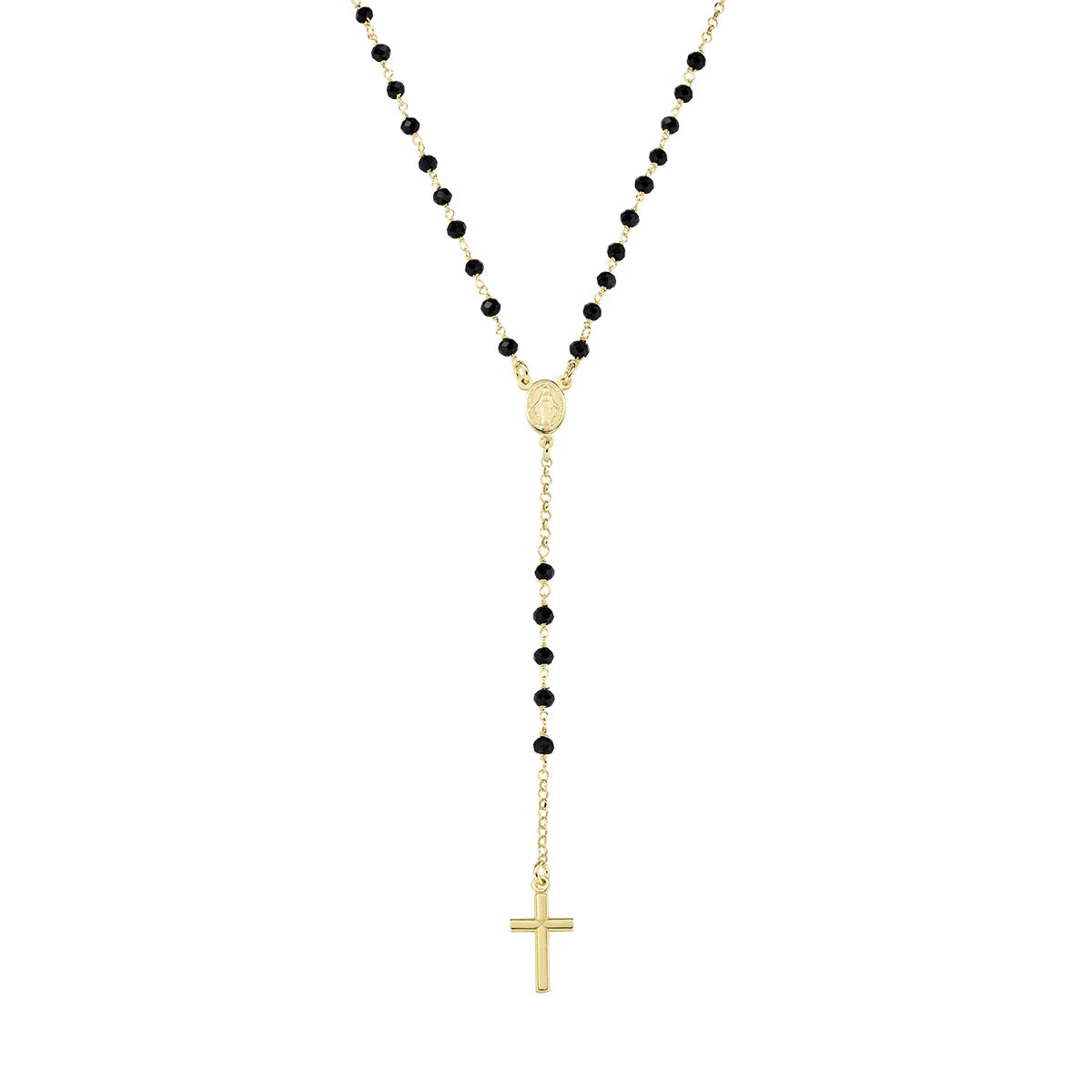Amen Rosario Classico Dorato con Cristalli Neri