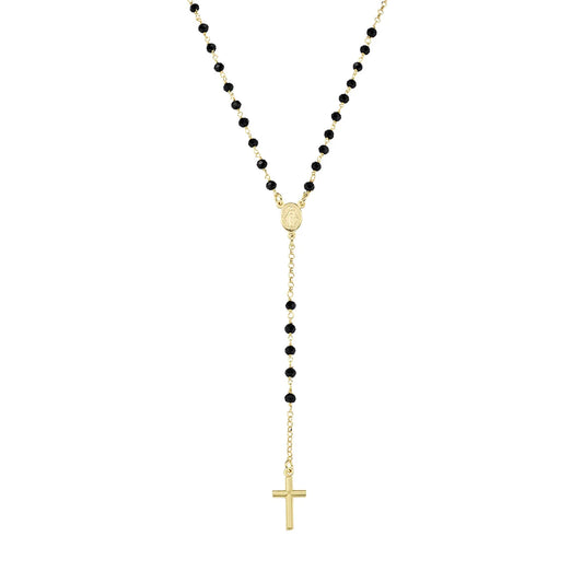 Amen Rosario Classico Dorato con Cristalli Neri