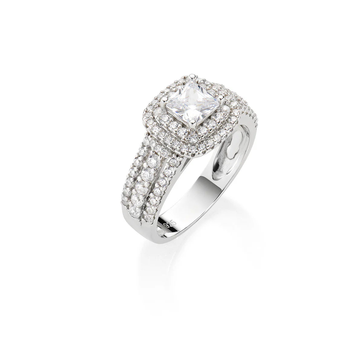 Amen Anello a Fascia con Zircone Taglio Princess
